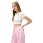 Koton Basic Crop Tişört Pencere Detaylı Bisiklet Yaka