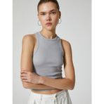 Koton Basic Halter Yaka Atlet Ribanalı Pamuklu - Gri - XS