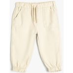 Koton Basic Jogger Pantolon Erkek Çocuk İçin Ekru Renk Viskon Kumaş Cepli Tasarım - 9 - 12 Ay