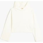 Koton Basic Kapşonlu Sweatshirt Uzun Kollu Ekru Renk Kız Çocuklar İçin Pamuklu Şardonlu - 6 - 7 Yaş