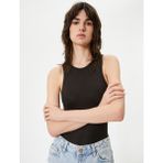 Koton Basic Kolsuz Atlet Çıtçıtlı Halter Yaka - Siyah - M