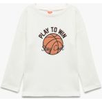Koton Basketbol Desenli Uzun Kollu Pamuklu Tişört Erkek Çocuk Günlük Stil 18 - 24 Ay - Beyaz