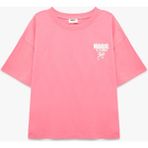 Koton Baskı Detaylı Kısa Kollu Bisiklet Yaka Pamuklu Tişört - Pembe - 11 - 12 Yaş