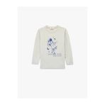 Koton Baskılı Bisiklet Yaka Gri Erkek Çocuk Uzun Kollu T-shirt 6WKB10389TK