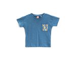 Koton Baskılı Kısa Kollu Bisiklet Yaka Pamuklu İndigo 18/24 Ay Erkek Bebek T-Shirt