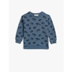 Koton Baskili Pamuklu Bisiklet Yaka Uzun Kollu Sweatshirt 1YMB18207ZK