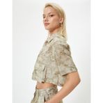 Koton Batik Desenli Crop Gömlek Kapaklı Cep Detaylı Kısa Kollu - Yeşil - 34