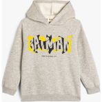 Koton Batman Kapşonlu Uzun Kollu Sweatshirt Kız Çocuk İçin Şardonlu Orta Kalınlık - Gri - 4 - 5 Yaş