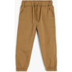 Koton Beli Bağlamalı Cepli Jogger Pantolon Erkek Çocuk Rahat Kalıp Polyester Karışımlı - 18 - 24 Ay - Kahve - Relax Fit