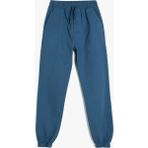 Koton Beli Bağlamalı Erkek Çocuk Jogger Pantolon 2 Cep Detaylı Pamuklu Dokuma Model - 7 - 8 Yaş - Mavi - Klasik