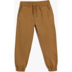 Koton Beli Bağlamalı Pamuklu Cepli Jogger Pantolon Erkek Çocuk 9 - 10 Yaş Kahve Renkli