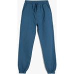Koton Beli Bağlamalı Pamuklu Jogger Pantolon Erkek Çocuk 2024 Sonbahar - Kış Düz Desen - 4 - 5 Yaş - Mavi - Klasik