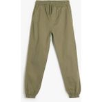 Koton Beli Bağlamalı Yeşil Jogger Pantolon Erkek Çocuk İçin Pamuklu 9 - 10 Yaş Modeli - Regular