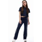 Koton Beli Lastikli Viskon Karışımlı Ispanyol Paça Pantolon - Slim - 6 - 7 Yaş - Lacivert