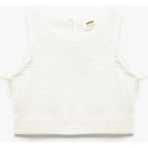 Koton Bisiklet Yaka Dokulu Kolsuz Crop Bluz - Beyaz - 5 - 6 Yaş