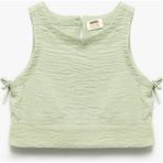 Koton Bisiklet Yaka Dokulu Kolsuz Crop Bluz - Yeşil - 11 - 12 Yaş