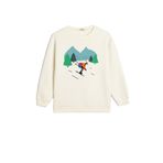 Koton Bisiklet Yaka Kayak Baskılı Şardonlu Pamuklu Sweatshirt
