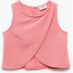 Koton Bisiklet Yaka Kolsuz Asimetrik Kesim Viskon Bluz - Pembe - 4 - 5 Yaş