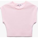 Koton Bisiklet Yaka Kolsuz Modal Karışımlı Slim Fit Crop Kadın Tişört - Pembe