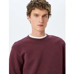 Koton Bisiklet Yaka Pamuklu Pike Kumaş Basic Sweatshirt