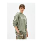 Koton Bisiklet Yaka Uzun Kollu Slogan Baskılı Sweatshirt, Erkek, Yeşil, L
