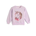 Koton Bisiklet Yaka Uzun Kollu Unicorn Baskılı Kız Çocuk Sweatshirt