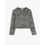 Koton Bluz Leopar Desenli Uzun Kollu Pencere Detaylı Bisiklet Yaka Gri Desenli 5wkg60034ak Gri
