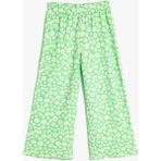 Koton Bol Paça Pantolon Çiçekli Beli Lastikli Dokulu - 9 - 10 Yaş - Yeşil - Klasik