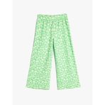 Koton Bol Paça Pantolon Çiçekli Beli Lastikli Dokulu Yeşil Desenli 4skg40272ak Yeşil Desenli Yeşil