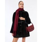 Koton Bonded Kaban Oversize Peluş Düğmeli Cepli Kruvaze Uzun Kollu - 36 - Siyah