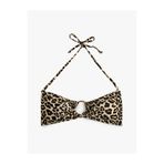 Koton Boyundan Bağlamalı Halka Detaylı Leopar Desenli Bandeau Bikini Üstü