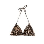 Koton Boyundan Bağlamalı İpli Leopar Desenli Üçgen Bikini Üstü