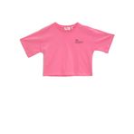 Koton BT4 Kız Çocuk Organik Pamuklu Baskili Bisiklet Yaka Kisa Kollu Pembe T-shirt