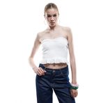 Koton Bürümcük Kolsuz Volanlı Slim Fit Straplez Bluz