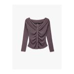Koton Bürümcük Kumaş Slim Fit Uzun Kollu Düğmeli Kayık Yaka Tişört