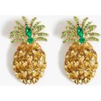 Koton Büyük Boy Taş Detaylı Çok Renkli Ananas Küpe - Sarı