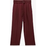 Koton Cepli Çift Kemer Detaylı Düz Bol Paça Kumaş Pantolon - Bordo - Straight - 38