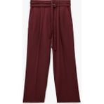Koton Cepli Çift Kemer Detaylı Düz Bol Paça Kumaş Pantolon - Bordo - Straight - 42