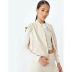 Koton Cepli Fermuarlı Crop Kolsuz Suni Deri Ceket - 38 - Ekru