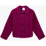 Koton Cepli Uzun Kollu Oversize Crop Kaşe Ceket - 34 - Mor