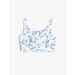 Koton Çiçekli Crop Bluz Gipe Detaylı Pamuklu