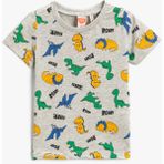 Koton Çok Renkli Bisiklet Yaka Erkek Çocuk T-Shirt 2SMB10004TK Kısa Kol Grafik Desenli - 9 - 12 Ay - Gri