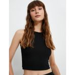 Koton Crop Atlet Bisiklet Yaka Kolsuz - M - Siyah