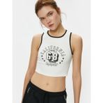 Koton Crop Atlet Halter Yaka Baskılı Fitilli - Ekru
