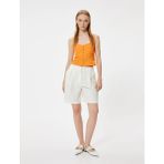 Koton Crop Atlet Poplin Kalın Askılı Düğmeli V Yaka Slim Fit - Turuncu - 34