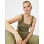 Koton Crop Atlet U Yaka Askılı - Yeşil