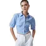 KOTON Crop Balon Kol Gömlek Slim Fit Pamuklu