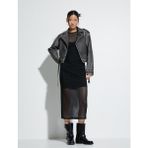 Koton Crop Biker Ceket Suni Deri Kruvaze Fermuarlı - Gri - 36