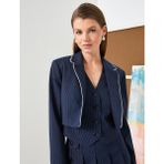 Koton Crop Blazer Ceket Biye Detaylı - 38 - Lacivert