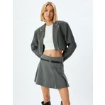 Koton Crop Blazer Ceket Kruvaze Ters Yak Renk Kontrast Detaylı